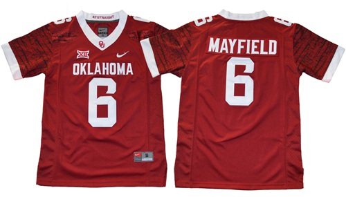Sooners #6 Baker Mayfield Red New XII Stitched Youth NCAA Jersey